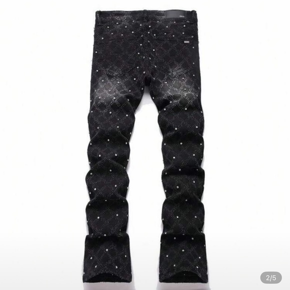 Men’s High Street Rivet Flared Jeans - Picture 2 of 6